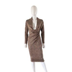 House of CB Leopard Print Francesca Draped Bandage Dress Size Medium